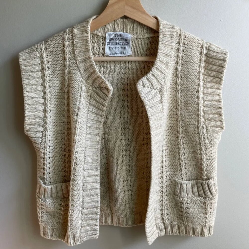 Vintage boxy open wool + silk sweater vest